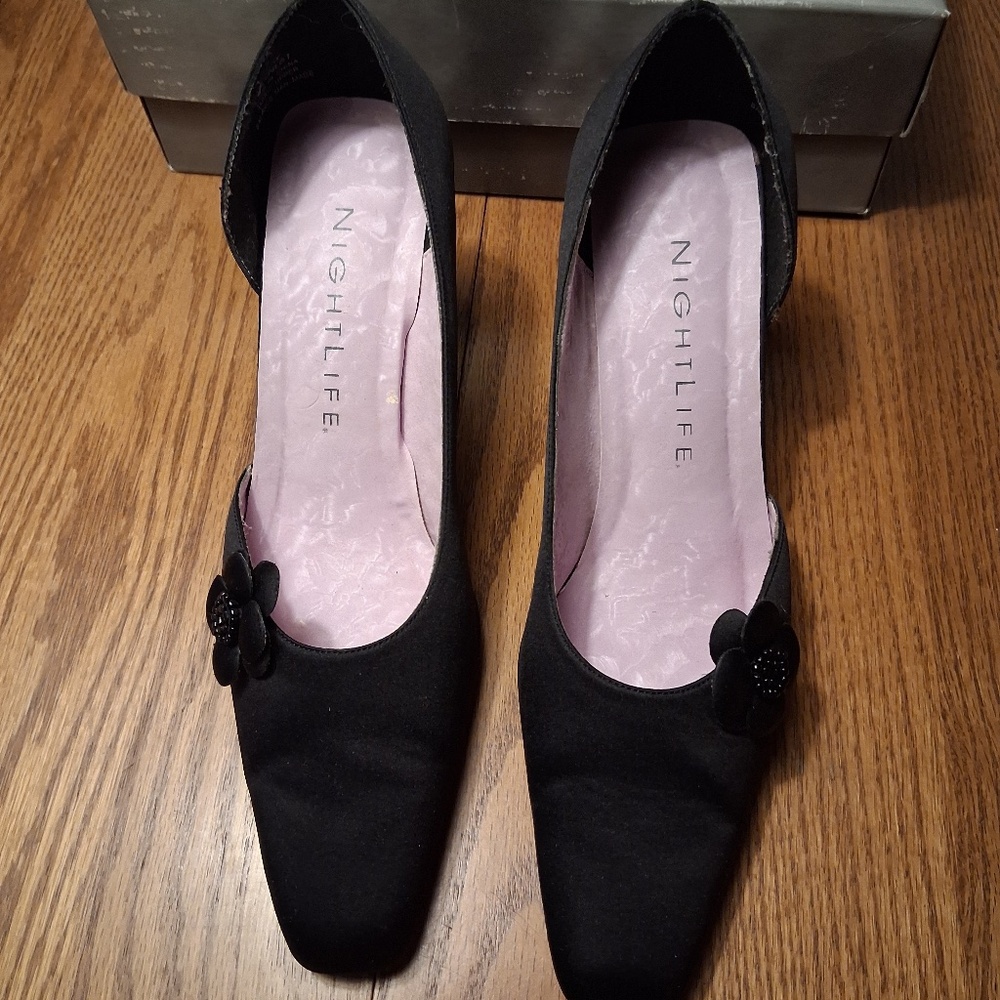 Women's Nightlife Fabric Black Heels, 8.5, NWT